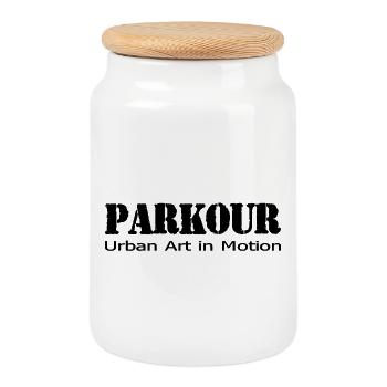 parkour - Cookie Jar with Wooden Lid - white - Front