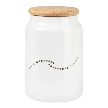 Your greatest adventure is within you - Cookie Jar with Wooden Lid - white - Front
