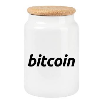 Art de mots Bitcoin : Conception de fautes de frappe FinTech - Boîte à biscuits avec couvercle en bois - blanc - Devant