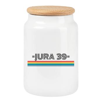 Jura 39 T-Shirt Cadeau Humour - Boîte à biscuits avec couvercle en bois - blanc - Devant