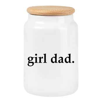Father's Day Father Girl Dad - Cookie Jar with Wooden Lid - white - Front