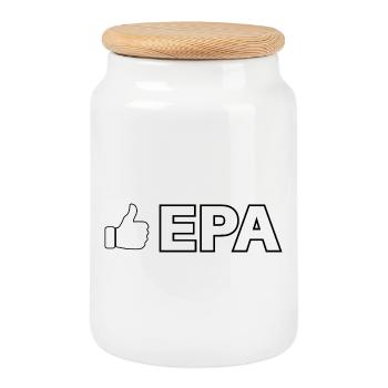 Like icon with EPA text - Cookie Jar with Wooden Lid - white - Front