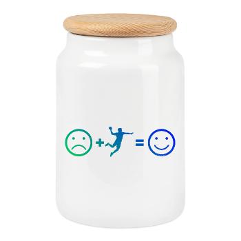 Idée cadeau pour un jeu de handball pour le joueur de handball - Boîte à biscuits avec couvercle en bois - blanc - Devant