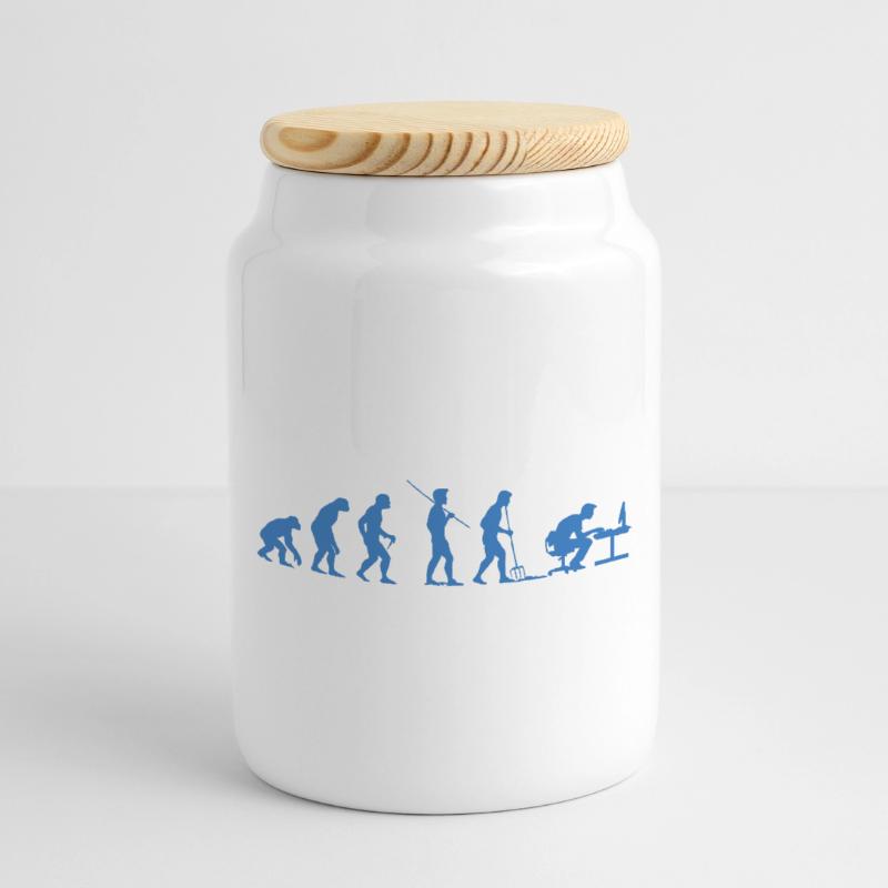 Programmer Evolution Computer Scientist Developer Cookie Jar with Wooden Lid