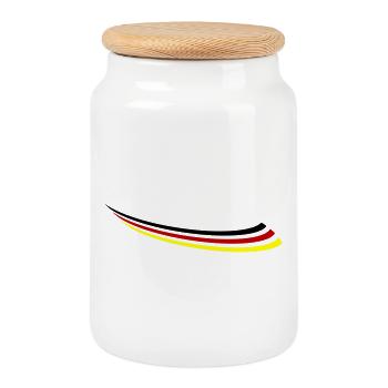 Deutschland Flagge Linie - Keksdose mit Holzdeckel - Weiß - Vorne