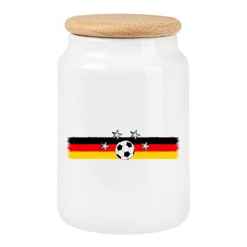 Balle de drapeau de football allemand - Boîte à biscuits avec couvercle en bois - blanc - Devant