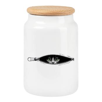 Fermeture éclair pour chat Maman de chat Chat mignons Chats - Boîte à biscuits avec couvercle en bois - blanc - Devant