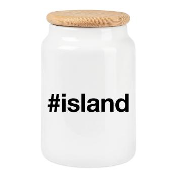 ISLAND Iceland Hashtag - Cookie Jar with Wooden Lid - white - Front