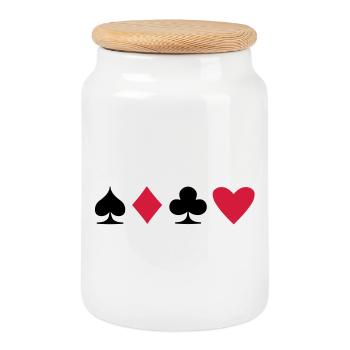 Poker Suit - Cookie Jar with Wooden Lid - white - Front