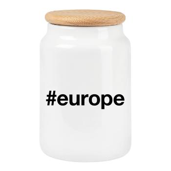 EUROPA Europe Hashtag - Boîte à biscuits avec couvercle en bois - blanc - Devant