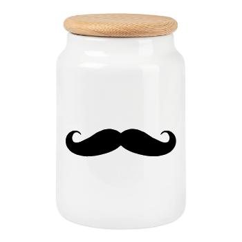 Mustache - Keksdose mit Holzdeckel - Weiß - Vorne