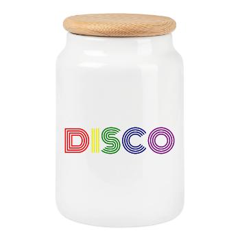 Disco Neon Stripes Retro - Cookie Jar with Wooden Lid - white - Front