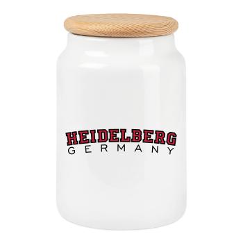 Heidelberg Germany Red/Black - Cookie Jar with Wooden Lid - white - Front