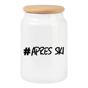 Ski, ski, skiing, après ski, freeski, winter - Cookie Jar with Wooden Lid - white - Front