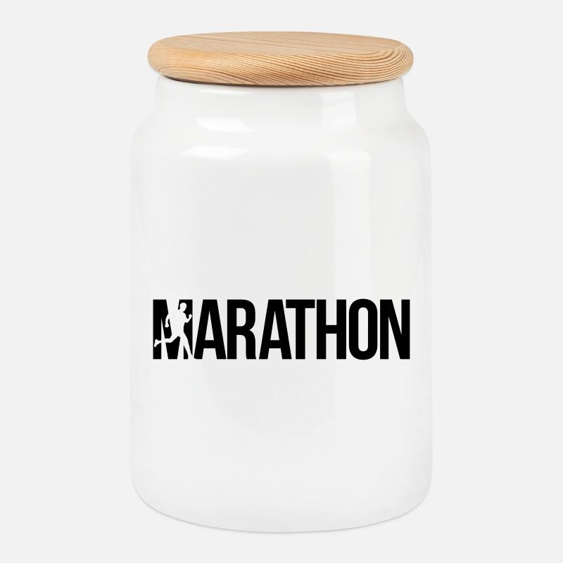 marathon - Keksdose mit Holzdeckel - Weiß