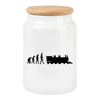 Eisenbahner / Eisenbahnen / Eisenbahn / Bahn - Keksdose mit Holzdeckel - Weiß - Vorne