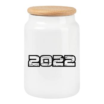 2022 - Keksdose mit Holzdeckel - Weiß - Vorne