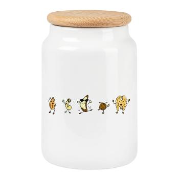 Nuss Nüsse Veggie Vegan Essen lustige Message - Keksdose mit Holzdeckel - Weiß - Vorne