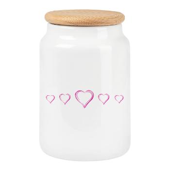 Handgezeichnete Pinkherzen Doodle Romantik Liebe - Keksdose mit Holzdeckel - Weiß - Vorne