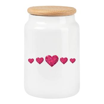 Geometric Hearts Pink Polygon Design Love - Cookie Jar with Wooden Lid - white - Front