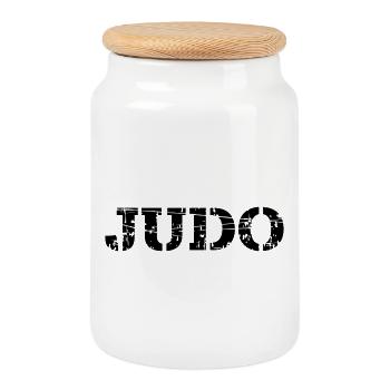 Judo - Boîte à biscuits avec couvercle en bois - blanc - Devant