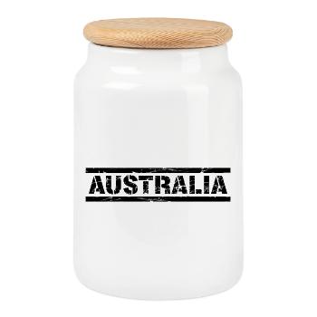 Australia - Cookie Jar with Wooden Lid - white - Front