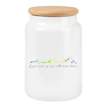 ne jamais y aller, ne jamais savoir - Boîte à biscuits avec couvercle en bois - blanc - Devant