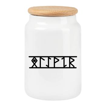 Oliver - Cookie Jar with Wooden Lid - white - Front