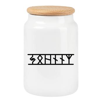Johnny - Cookie Jar with Wooden Lid - white - Front