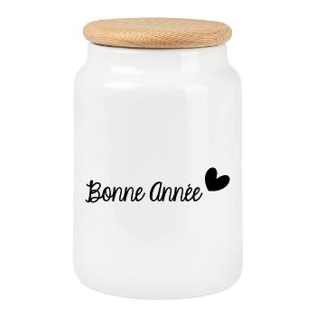 BONNE ANNEE. SAINT SYLVESTRE. NOUVELLE ANNÉE - Boîte à biscuits avec couvercle en bois - blanc - Devant