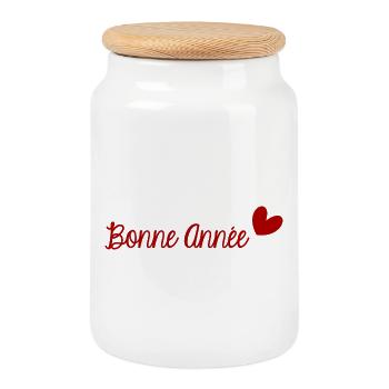BONNE ANNEE. SAINT SYLVESTRE. NOUVELLE ANNÉE - Boîte à biscuits avec couvercle en bois - blanc - Devant