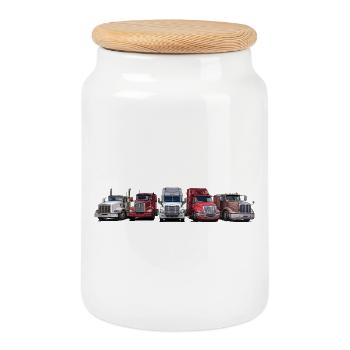 Tracteurs de semi-remorques à long capot - Boîte à biscuits avec couvercle en bois - blanc - Devant