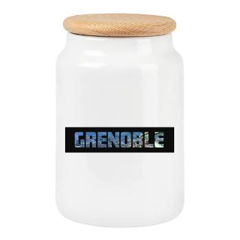 Grenoble - Boîte à biscuits avec couvercle en bois - blanc - Devant