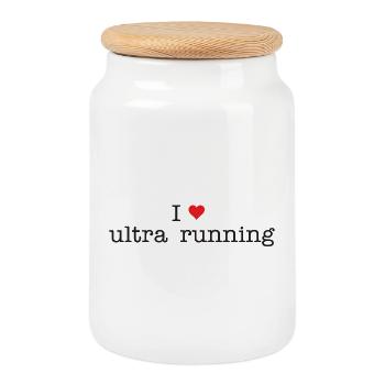 I Love Ultra Running - Cookie Jar with Wooden Lid - white - Front