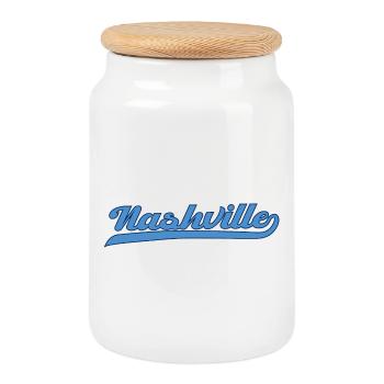 Nashville Tennessee Lettering Design - Cookie Jar with Wooden Lid - white - Front