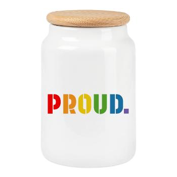 Chemise arc-en-ciel fière, LGBT lgbtqi queer - Boîte à biscuits avec couvercle en bois - blanc - Devant