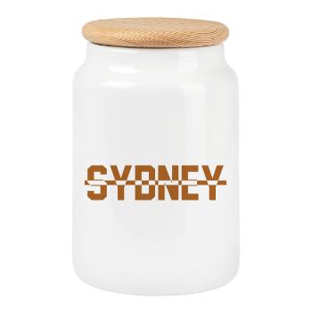 Sydney - Boîte à biscuits avec couvercle en bois - blanc - Devant
