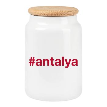 ANTALYA Hashtag Turkey Türkei - Keksdose mit Holzdeckel - Weiß - Vorne