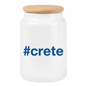 CRETE Kreta Greece Griechenland Hashtag - Keksdose mit Holzdeckel - Weiß - Vorne