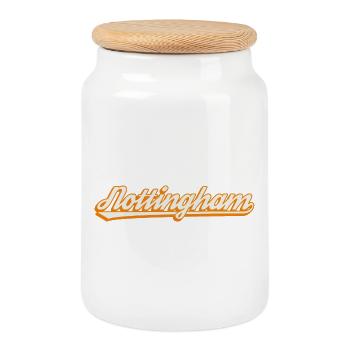 Nottingham Orange Script - Cookie Jar with Wooden Lid - white - Front