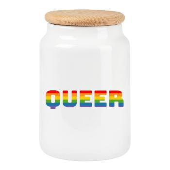 Rainbow queer LGBT CSD Chemise lgbtqi queer - Boîte à biscuits avec couvercle en bois - blanc - Devant