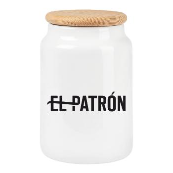 El Patron – Imprimé de style latino - Boîte à biscuits avec couvercle en bois - blanc - Devant