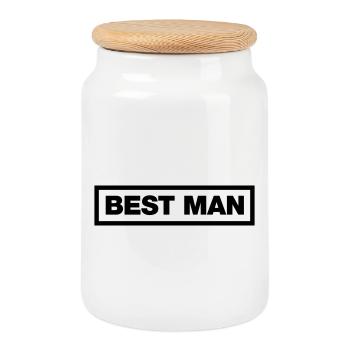 Best Man - Keksdose mit Holzdeckel - Weiß - Vorne