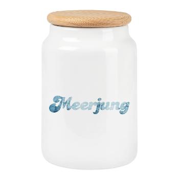 Meerjung Schiff nordisch Handschrift coole Sprüche - Keksdose mit Holzdeckel - Weiß - Vorne