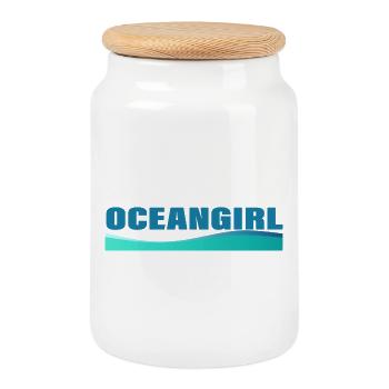 FILLE DE L’OCÉAN - Boîte à biscuits avec couvercle en bois - blanc - Devant