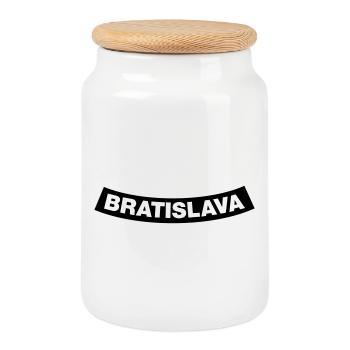 Élément du chapitre de Bratislava (JGA MC-Rocker-Design) - Boîte à biscuits avec couvercle en bois - blanc - Devant
