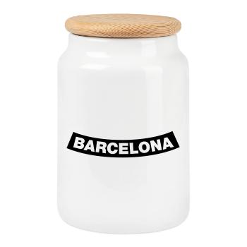 Élément du chapitre de Barcelone (JGA MC-Rocker-Design) - Boîte à biscuits avec couvercle en bois - blanc - Devant