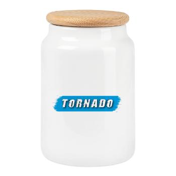 Tornade | Tempête - Boîte à biscuits avec couvercle en bois - blanc - Devant