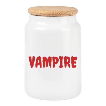 Vampir Silhouette Kunst T-Shirt Design - Keksdose mit Holzdeckel - Weiß - Vorne