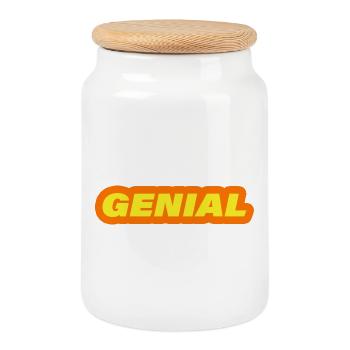 INGENIOUS - Cookie Jar with Wooden Lid - white - Front